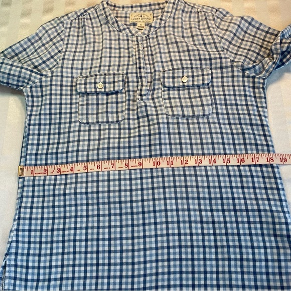 Lucky Brand Handcrafted Blues & White Plaid Blouse Top Pullover Sz Small - Picture 6 of 16